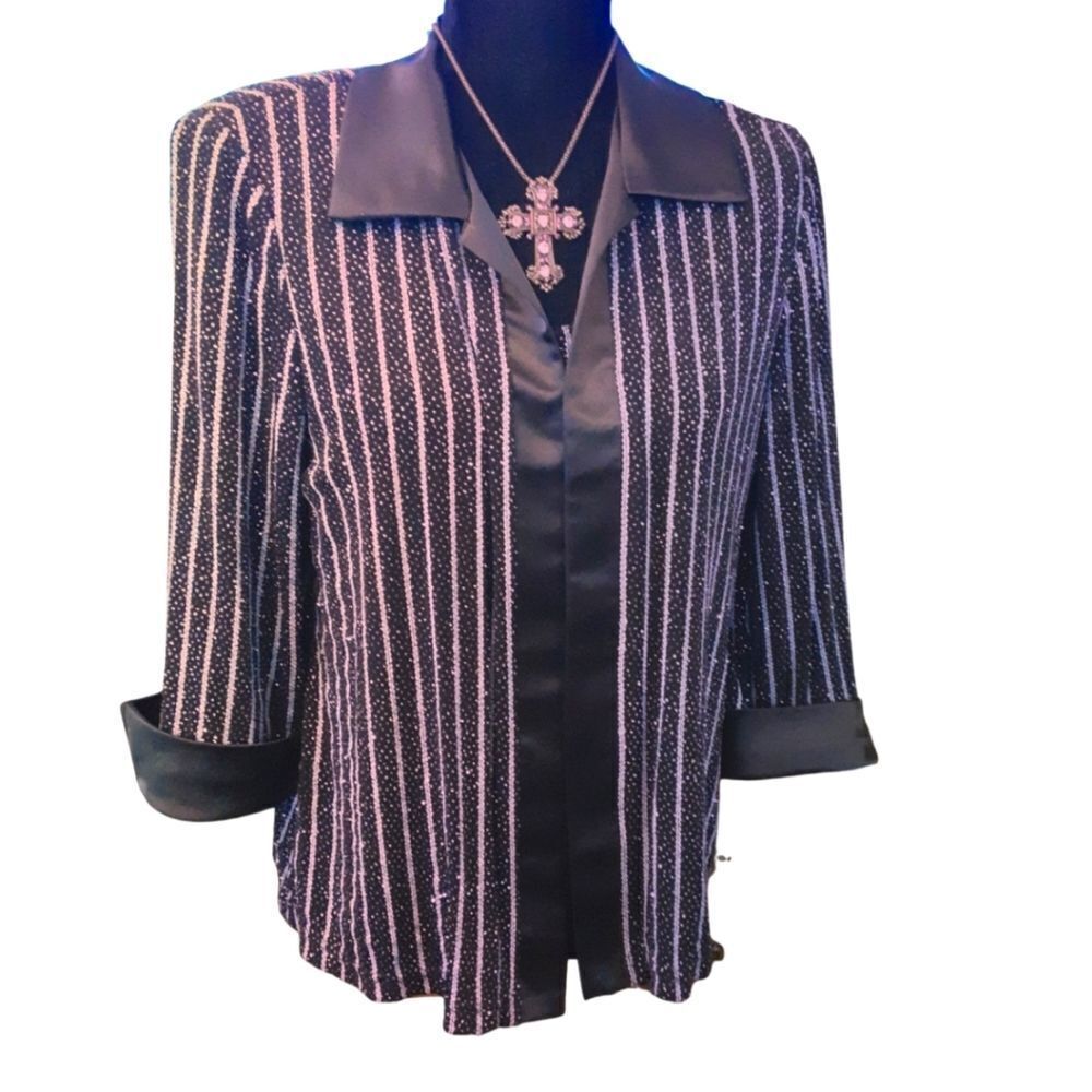 R&M Richards Jacket and‎ Top SetLayered-Look with Attached Cami Rose/Blk size M